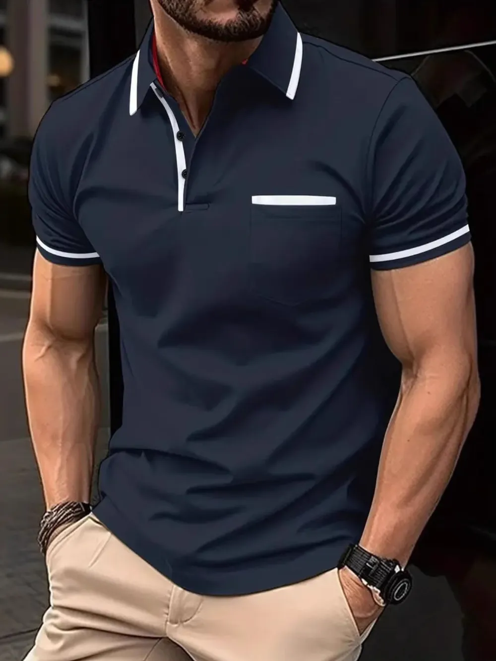 Men's Full Size Collared Neck Short Sleeve Polo Plus Size, image 4