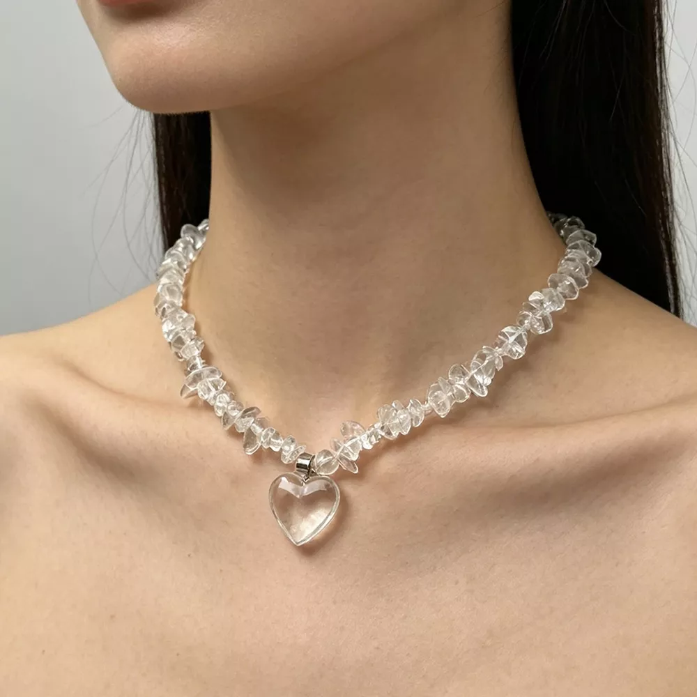 Clear Crystal Heart Pendant Necklace, image 3