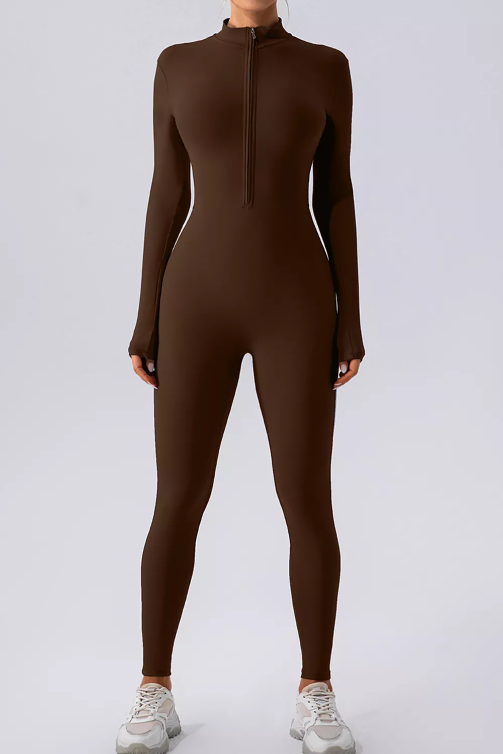 Half Zip Mock Neck Active Jumpsuit, image 12