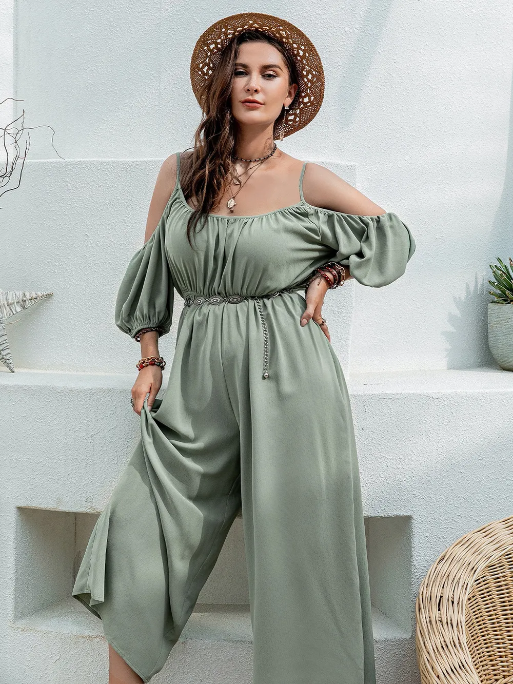Spaghetti Strap Wide Leg Jumpsuit, image 6
