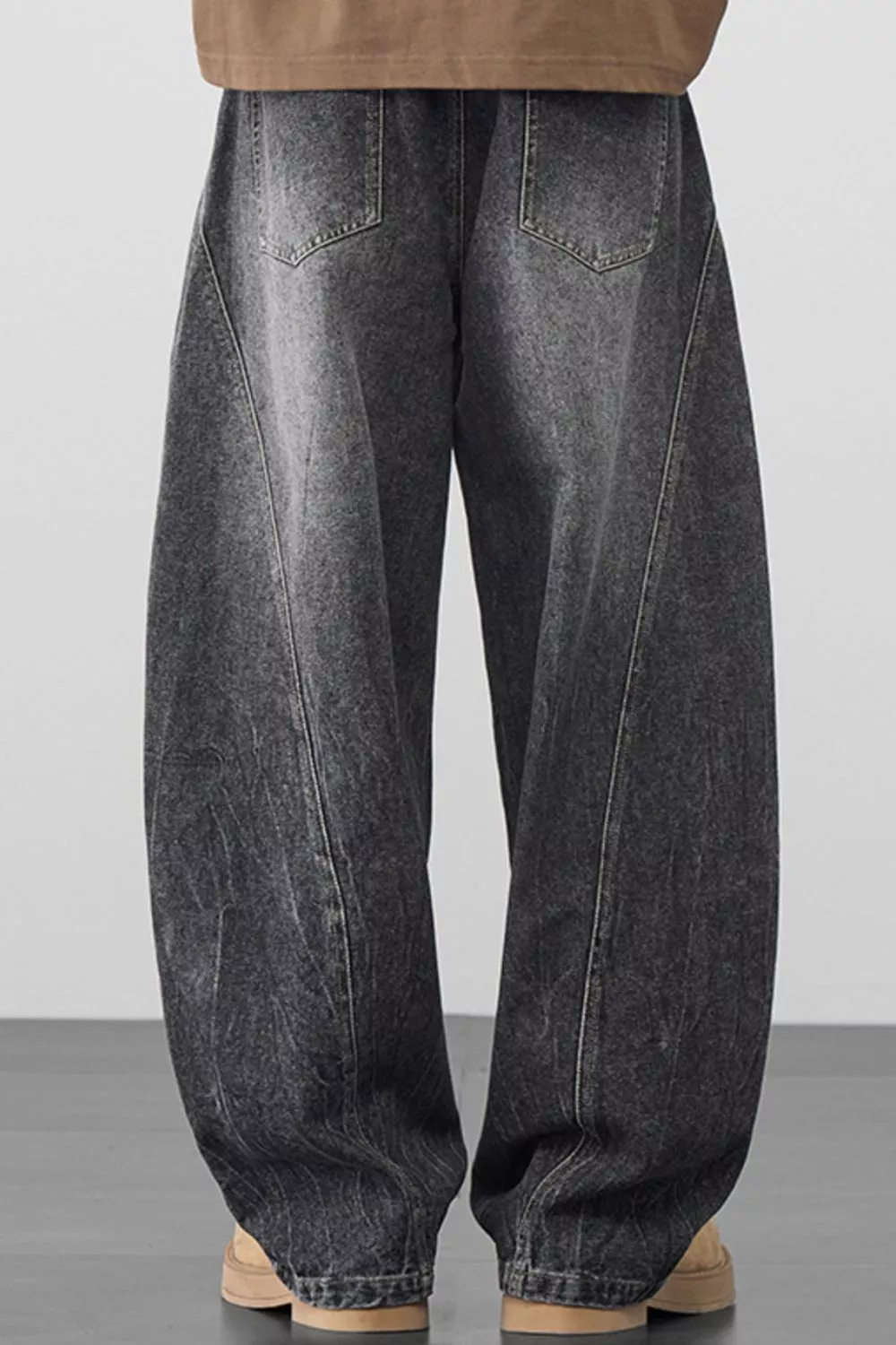 Men's Plus Size Wide Leg Wash Jeans, image 4