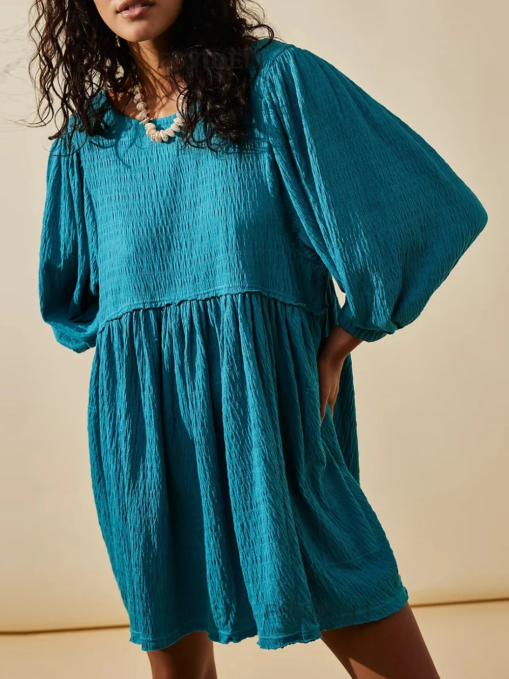 Cutout Textured Long Sleeve Mini Dress, image 9