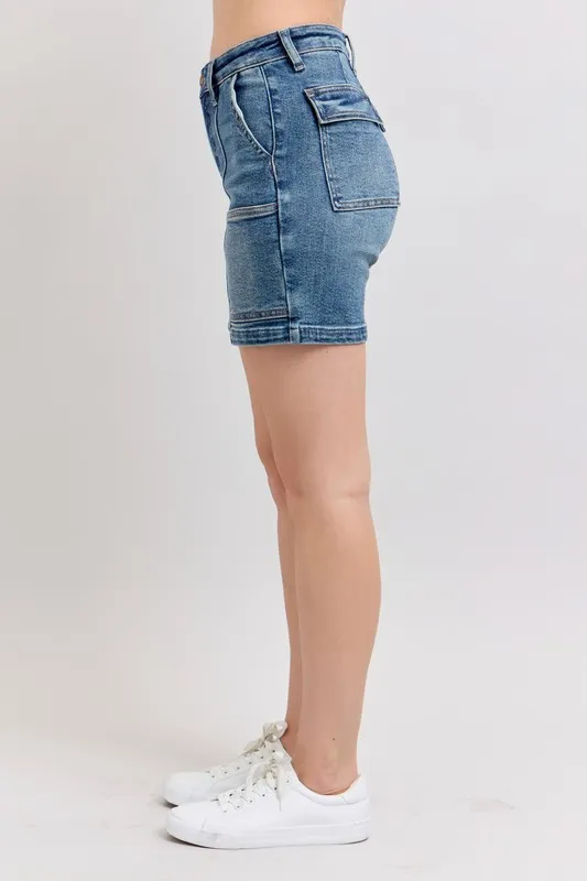 Full Size High Rise Denim Shorts Plus Size, image 4
