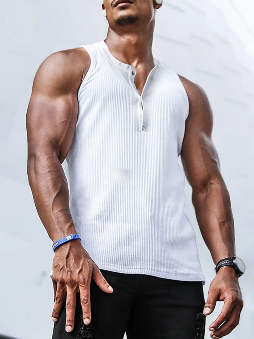 Men's Plus Size Ribbed Tank, image 2