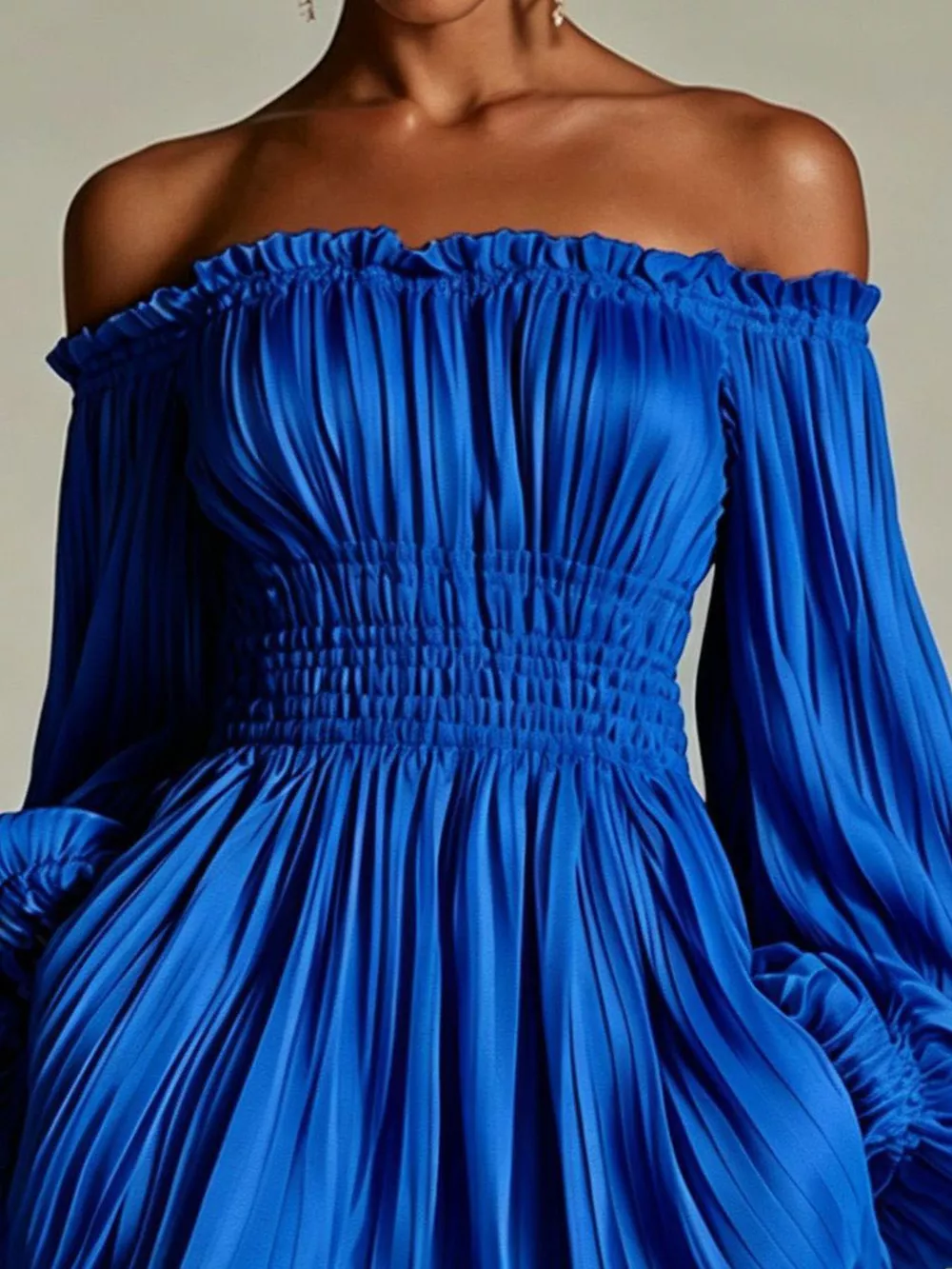 Off-Shoulder Pleated Mini Dress, image 11