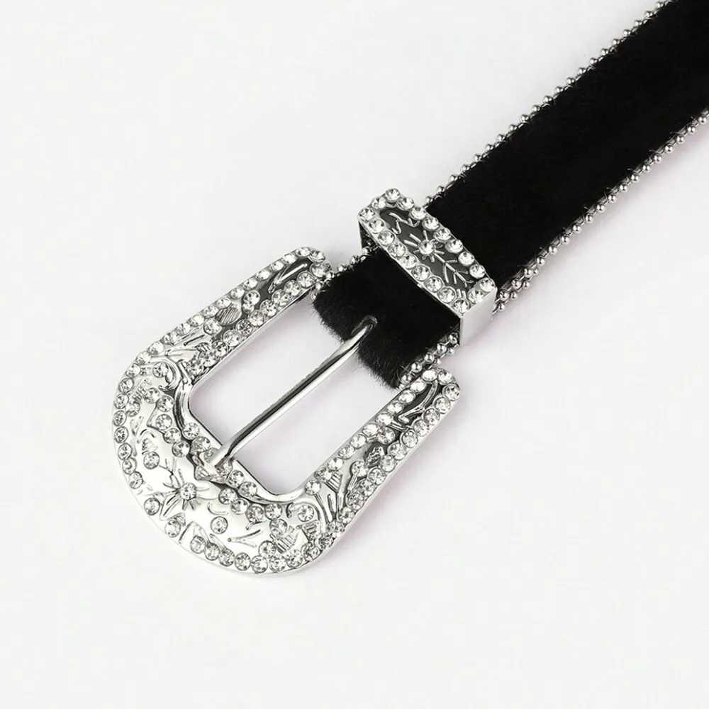 PU Leather Inlaid Rhinestone Belt, image 5