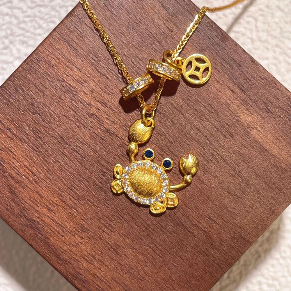 18K Gold-Plated Crab Pendant Necklace, image 2