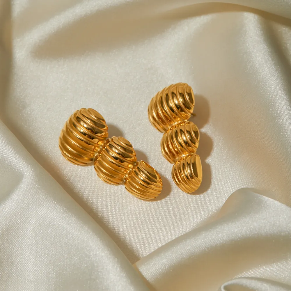 Stainless Steel Geometric Stud Earrings, image 4