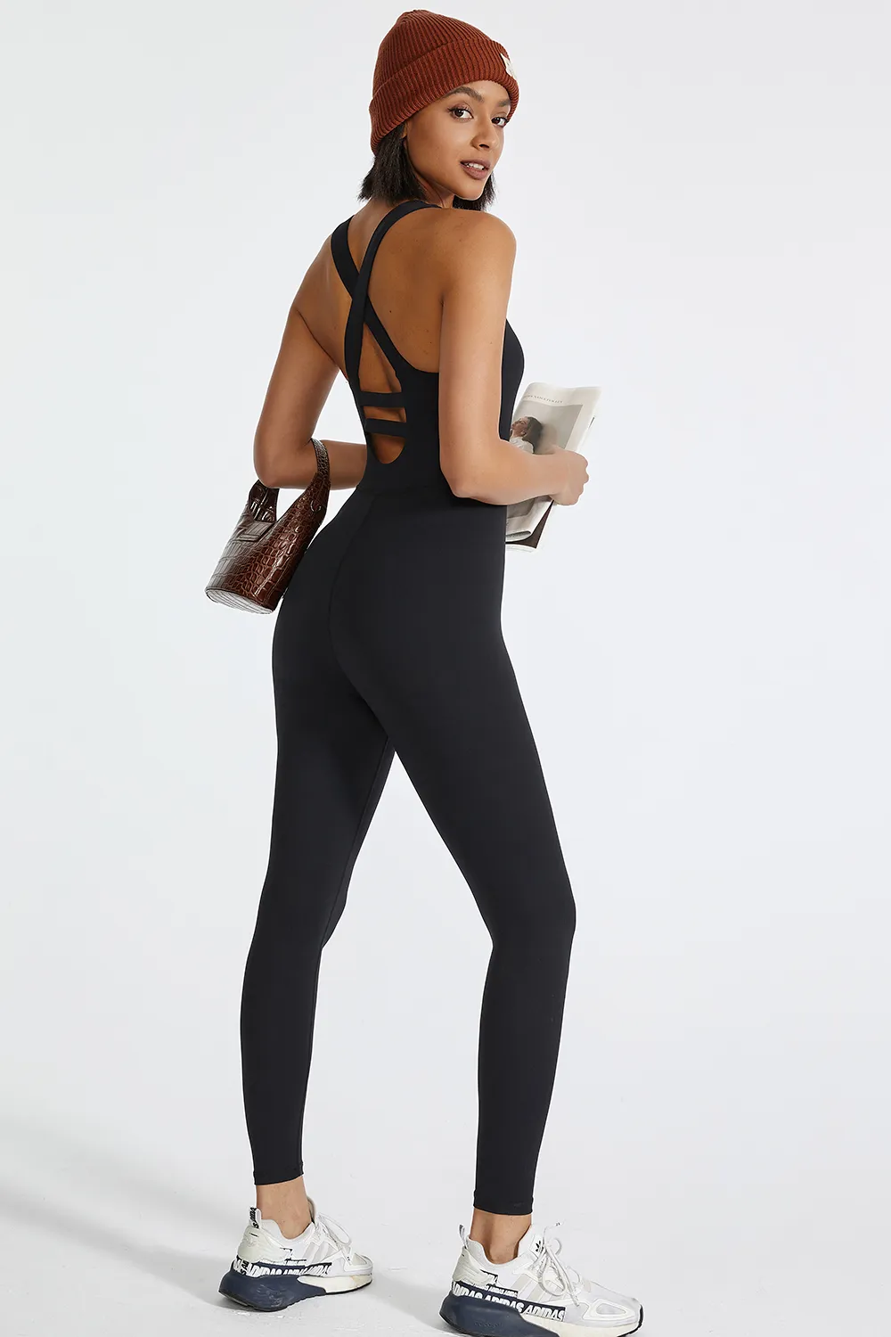 Crisscross Back Wide Strap Active Jumpsuit, image 2