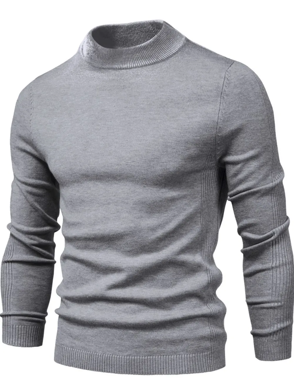 Men's Mock Neck Long Sleeve Sweater, image 7