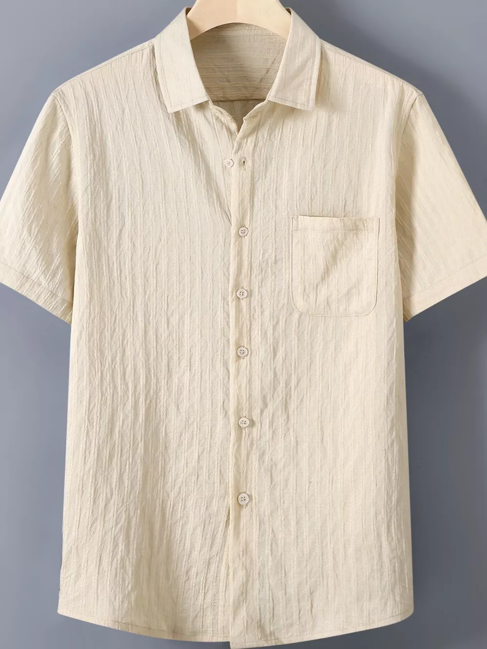 Men's Plus Size Textured Button Up Short-Sleeve Shirt, image 3