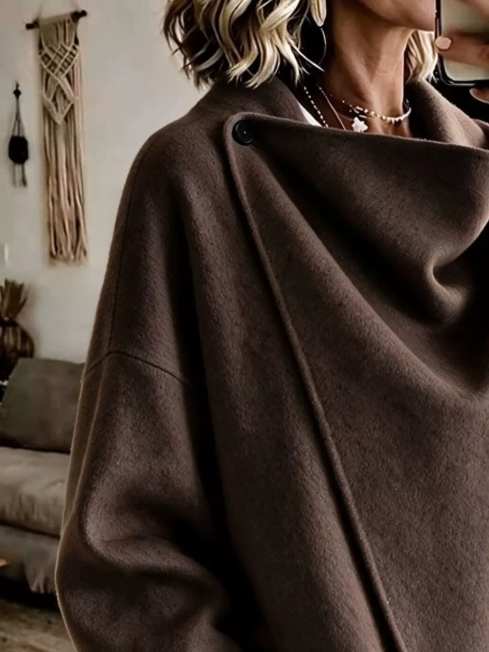 Full Size Asymmetric Cowl Neck Cape Plus Size, image 10