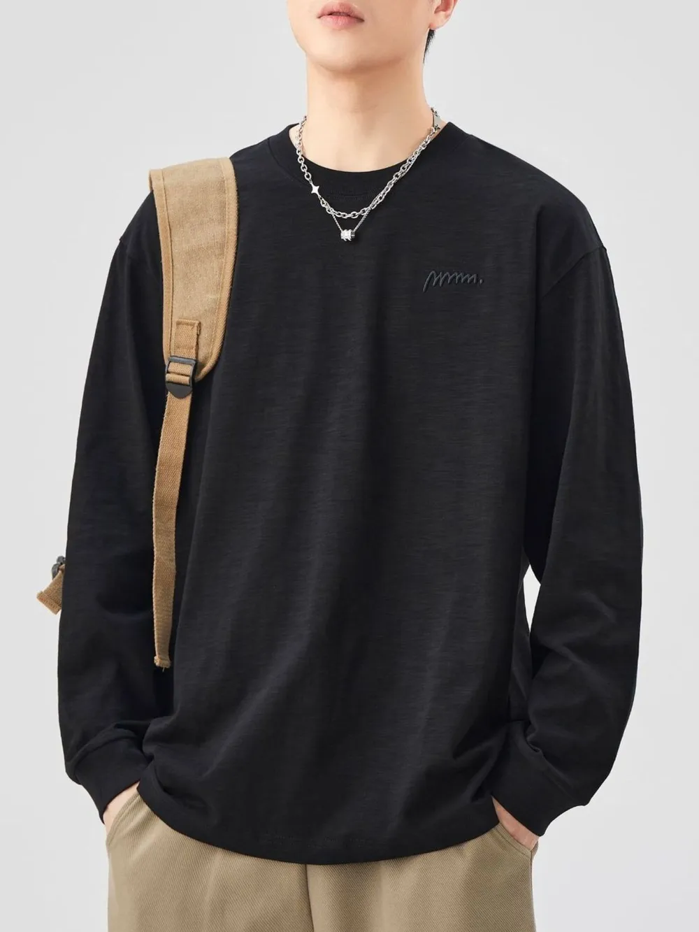 Men's Plus Size Basic Style Oversized Sweatshirt with Embroidered Logo, image 2
