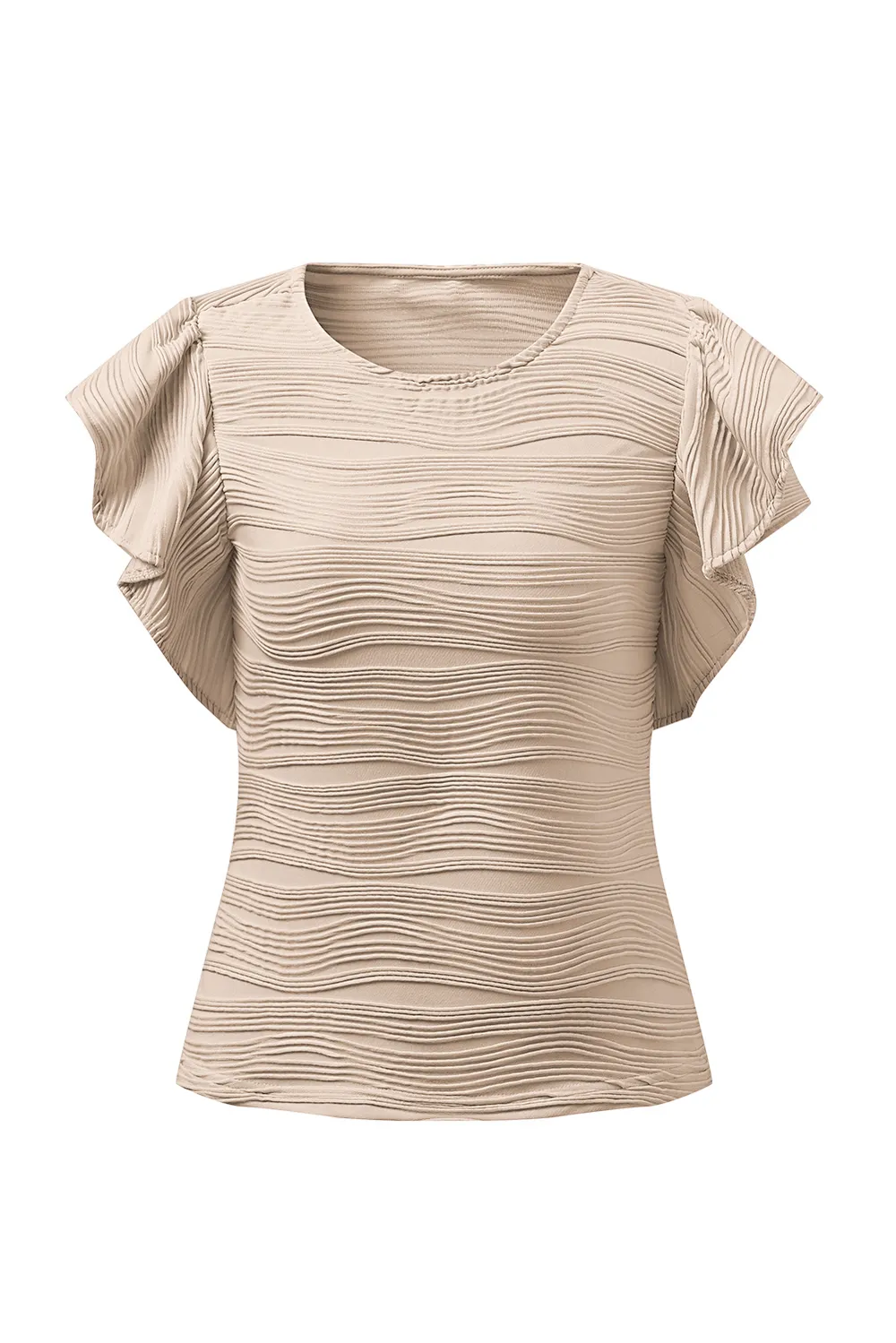 Textured Round Neck Cap Sleeve Top, image 25