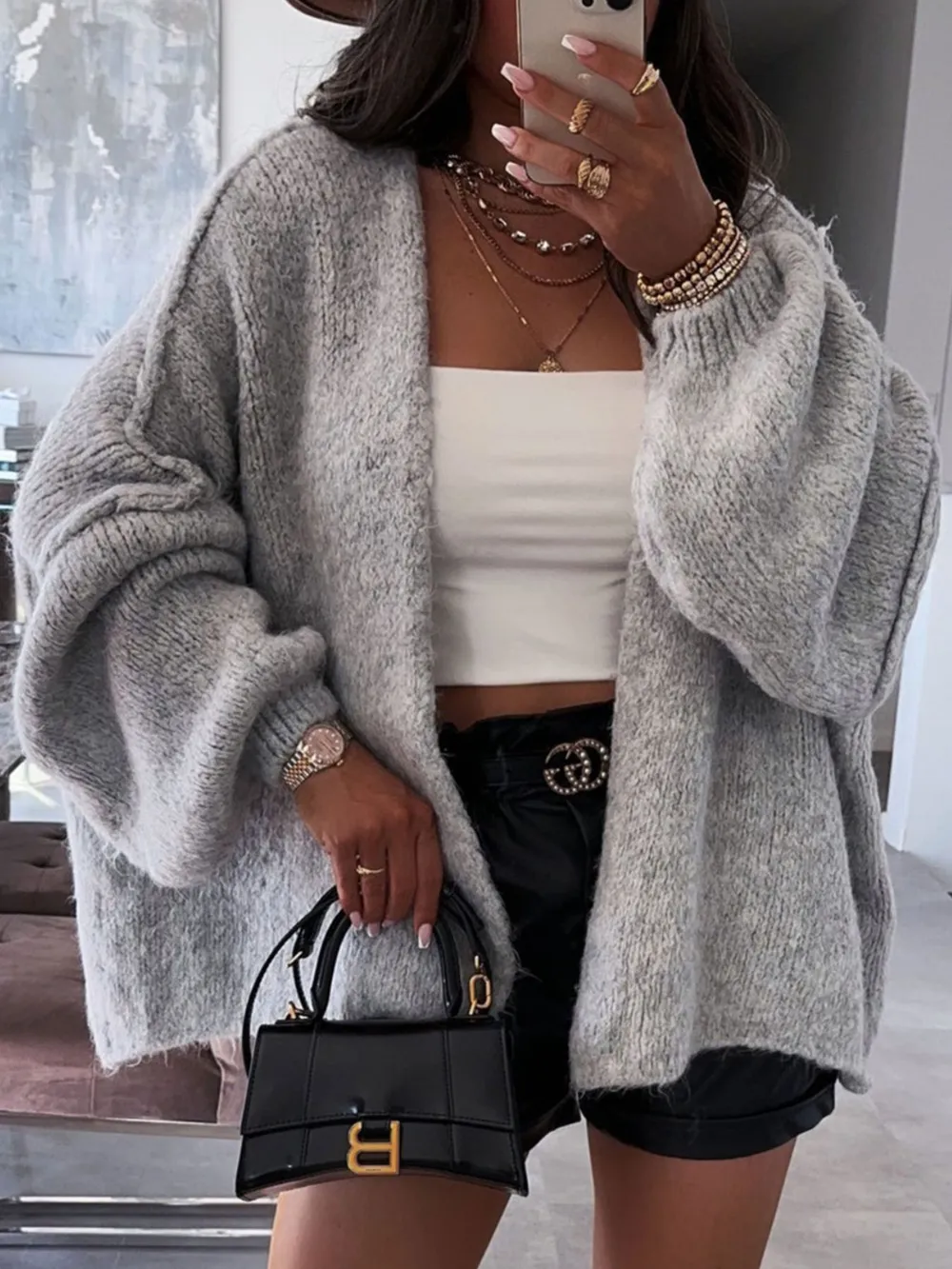 Open Front Dropped Shoulder Cardigan, image 12
