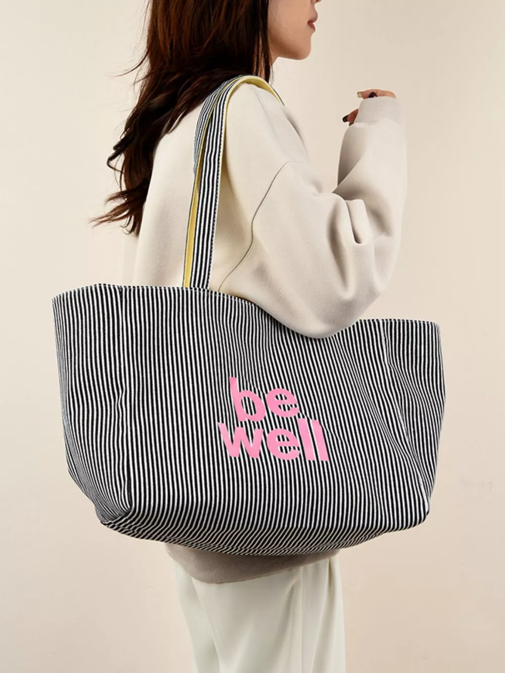 Striped Canvas Duffel Bag