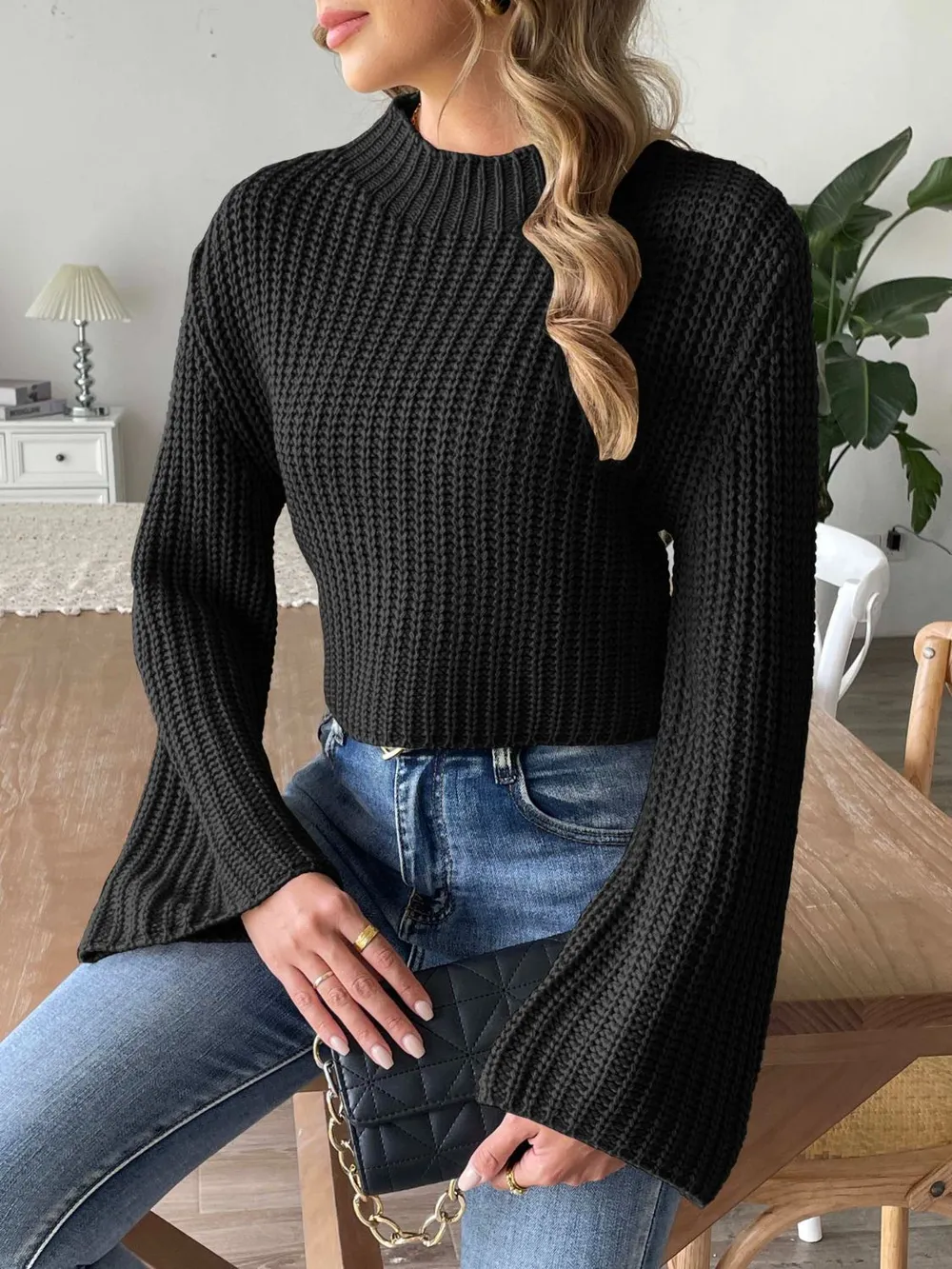 Mock Neck Long Sleeve Sweater, image 8