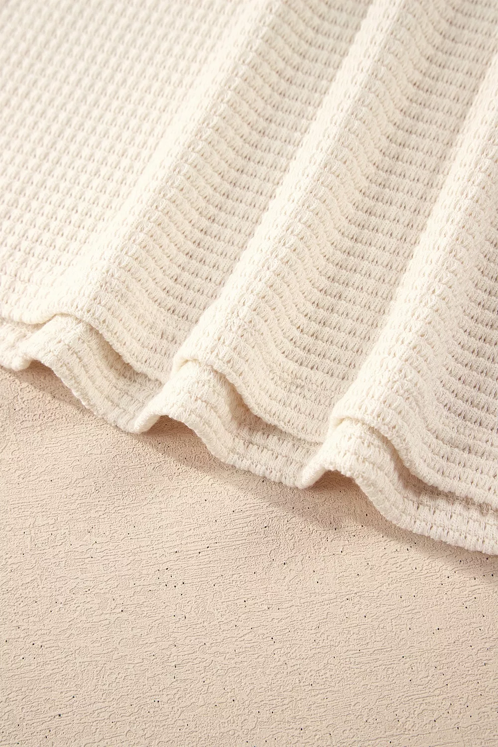 Drawstring Waffle Knit Henley Hoodie, image 10