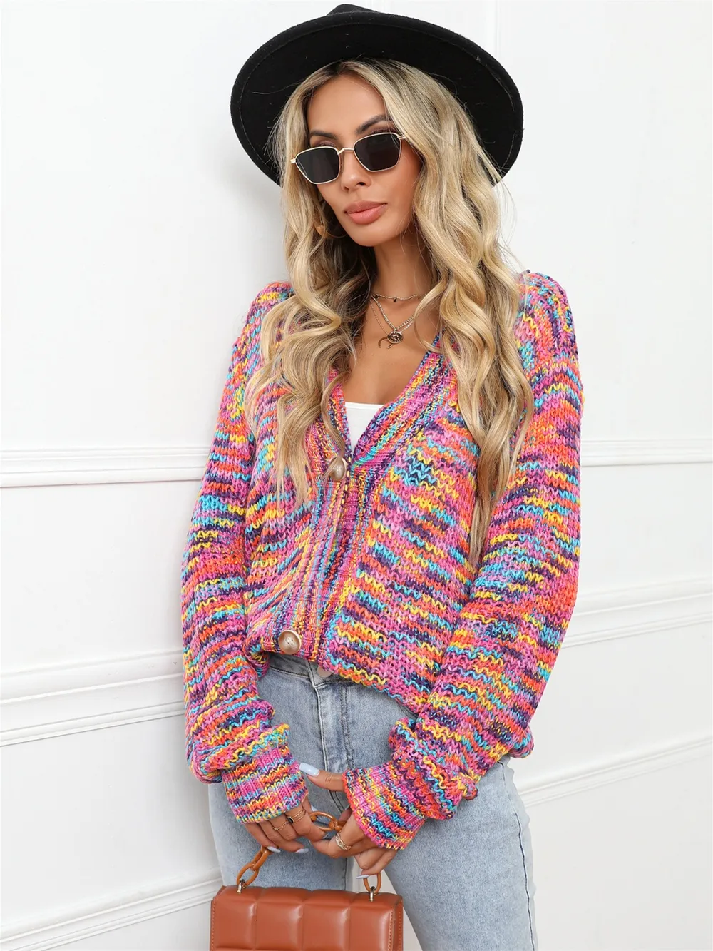 Button Up Dropped Shoulder Cardigan, image 4