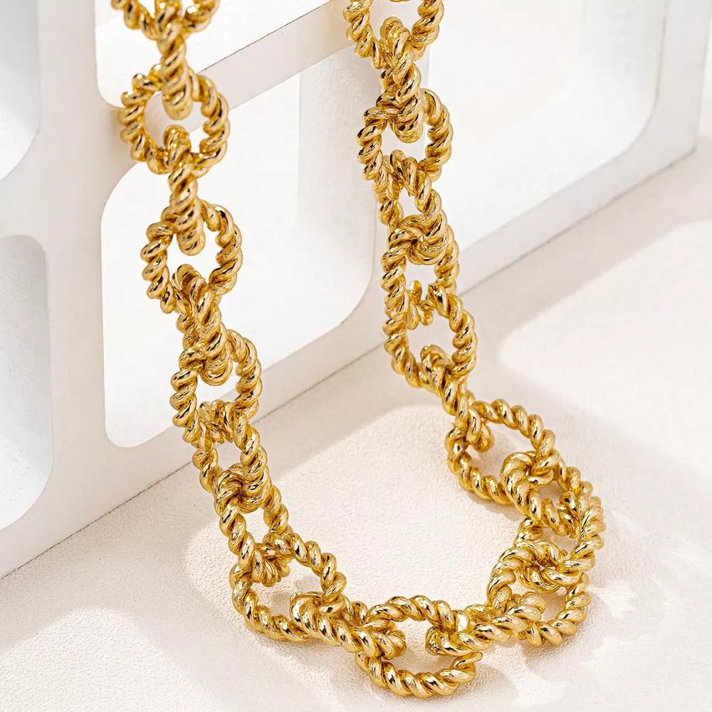 18K Gold-Plated Alloy Twisted Necklace, image 3