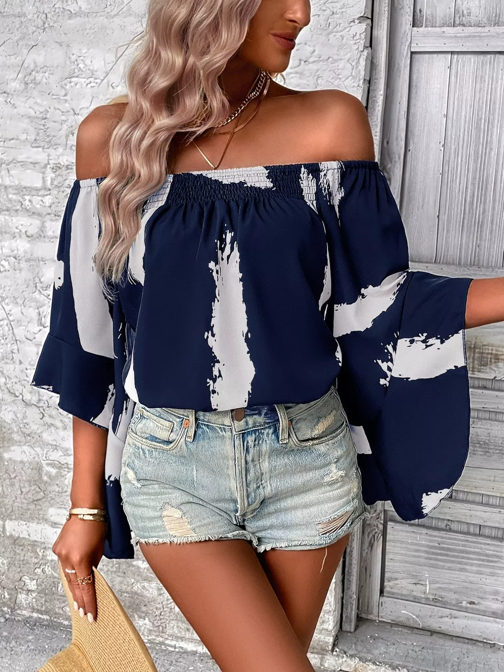 Off Shoulder Bell Sleeve Blouse, image 5