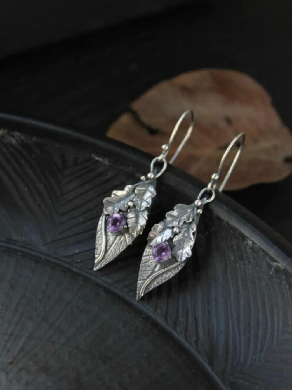 Alloy Rhinestone Leaf Shape Earrings, image 5