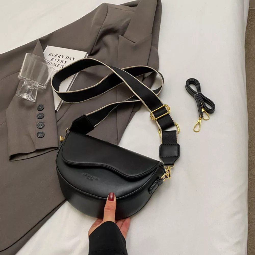Leather Crescent Crossbody Bag, image 6