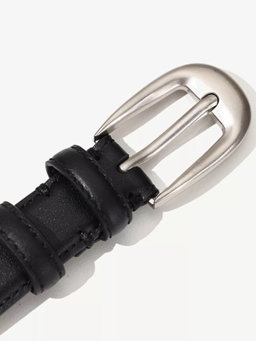 Classic Leather Belt with Silver Buckle, image 3
