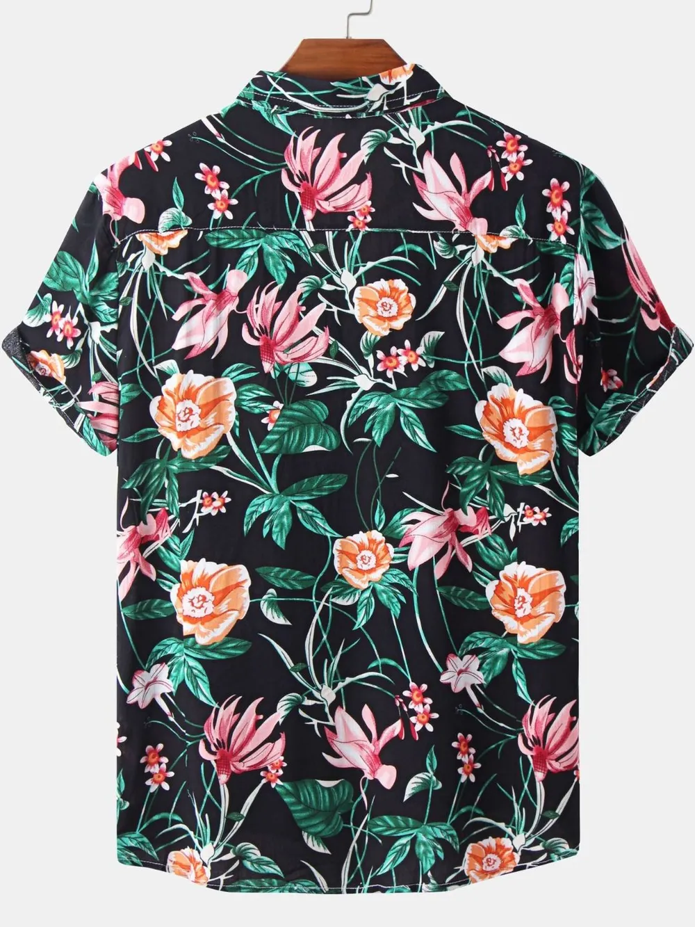 Men's Plus Size Floral Print Short Sleeve Hawaiian Shirt, image 2
