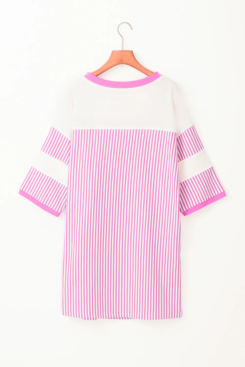 Striped Round Neck Three-Quarter Sleeve Mini Dress, image 8