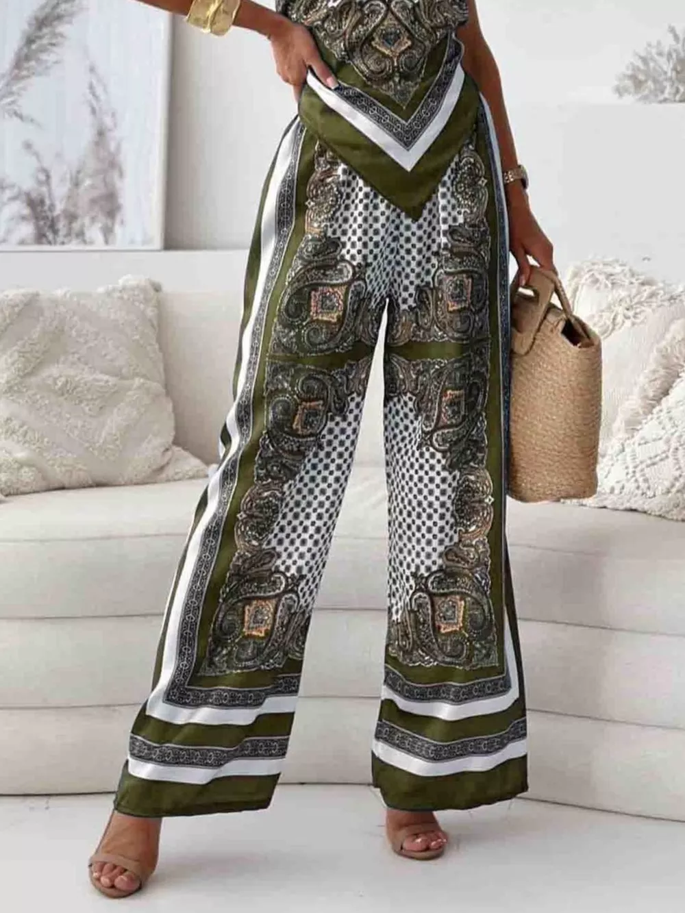 Tie Back Printed Cami and Pants Set, image 6