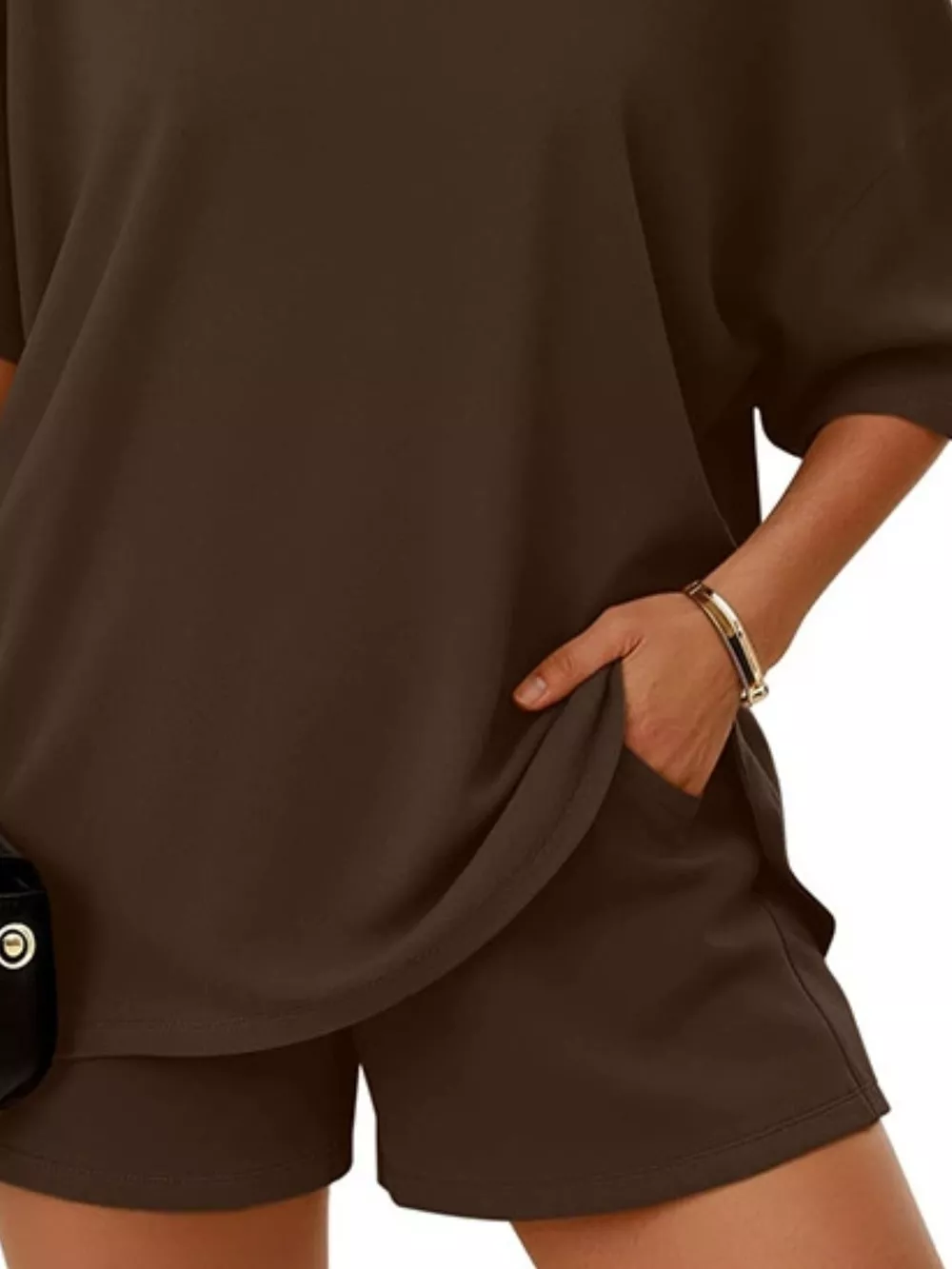 One-Shoulder Short Sleeve Top and Shorts Set, image 12