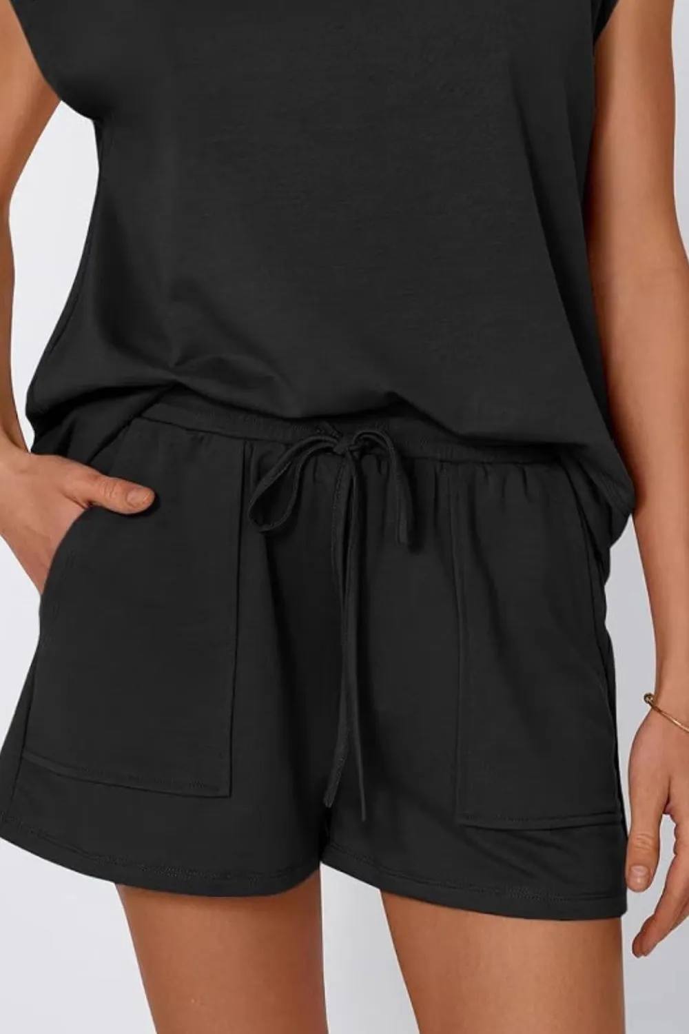Round Neck Cap Sleeve Top and Shorts Set, image 12