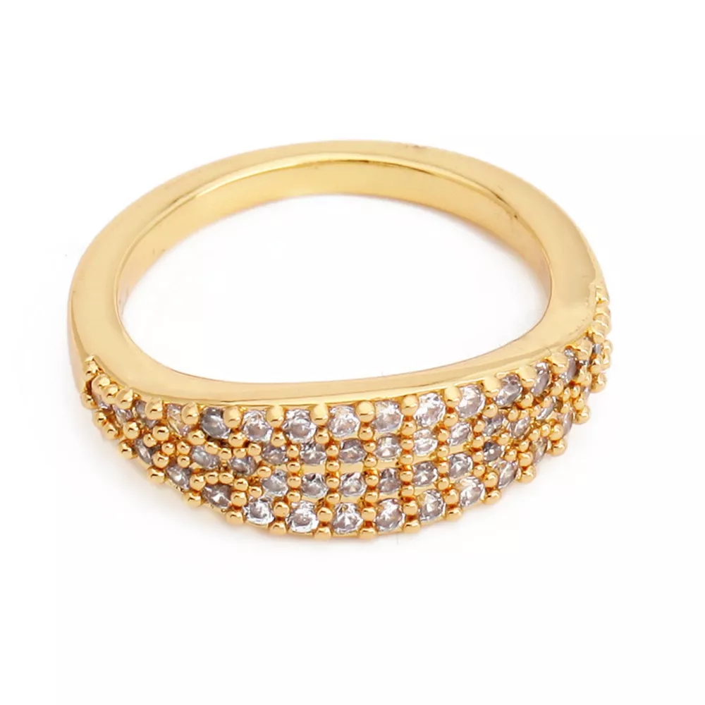 18K Gold-Plated Copper Zircon Round Ring