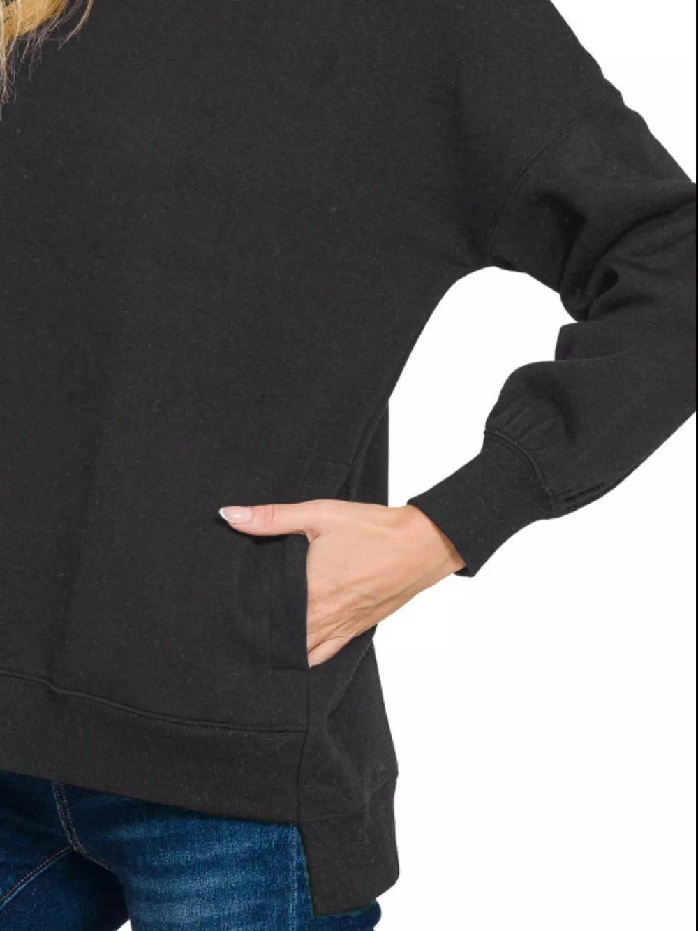 Full Size Fleece Hi-low Boyfriend Sweatshirts with Pockets Plus Size, image 3
