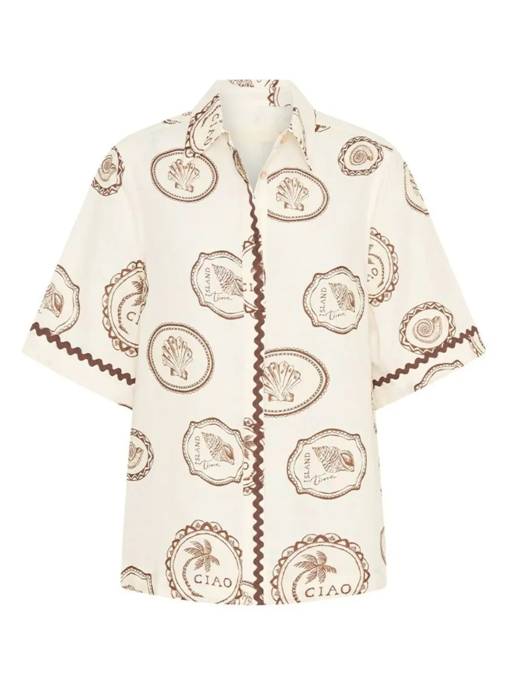 Printed Button Up Shirt and Skirt Set, image 3