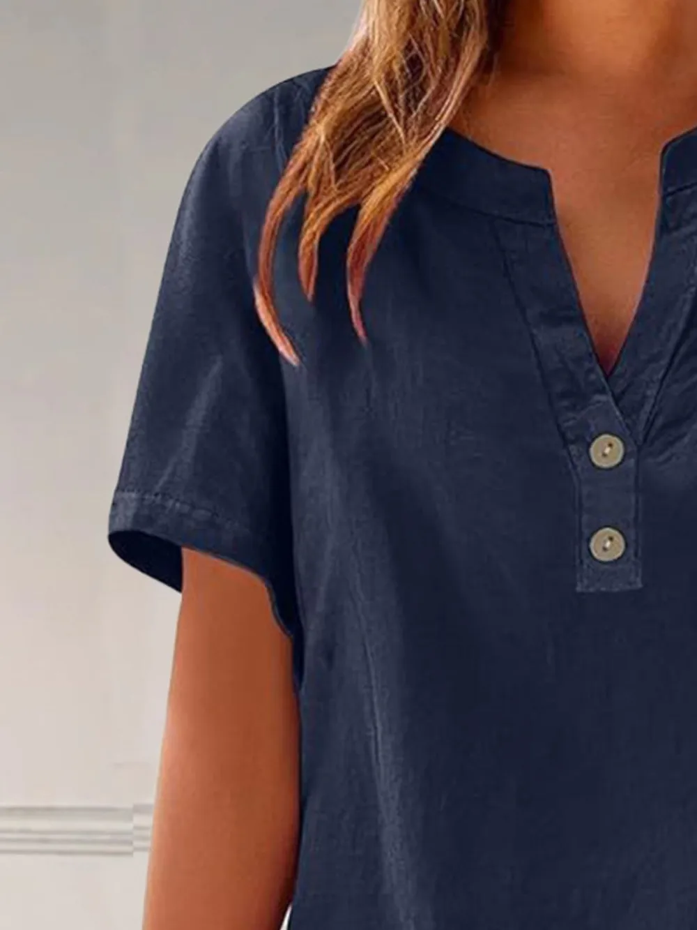 Full Size Notched Short Sleeve Blouse Plus Size, image 21