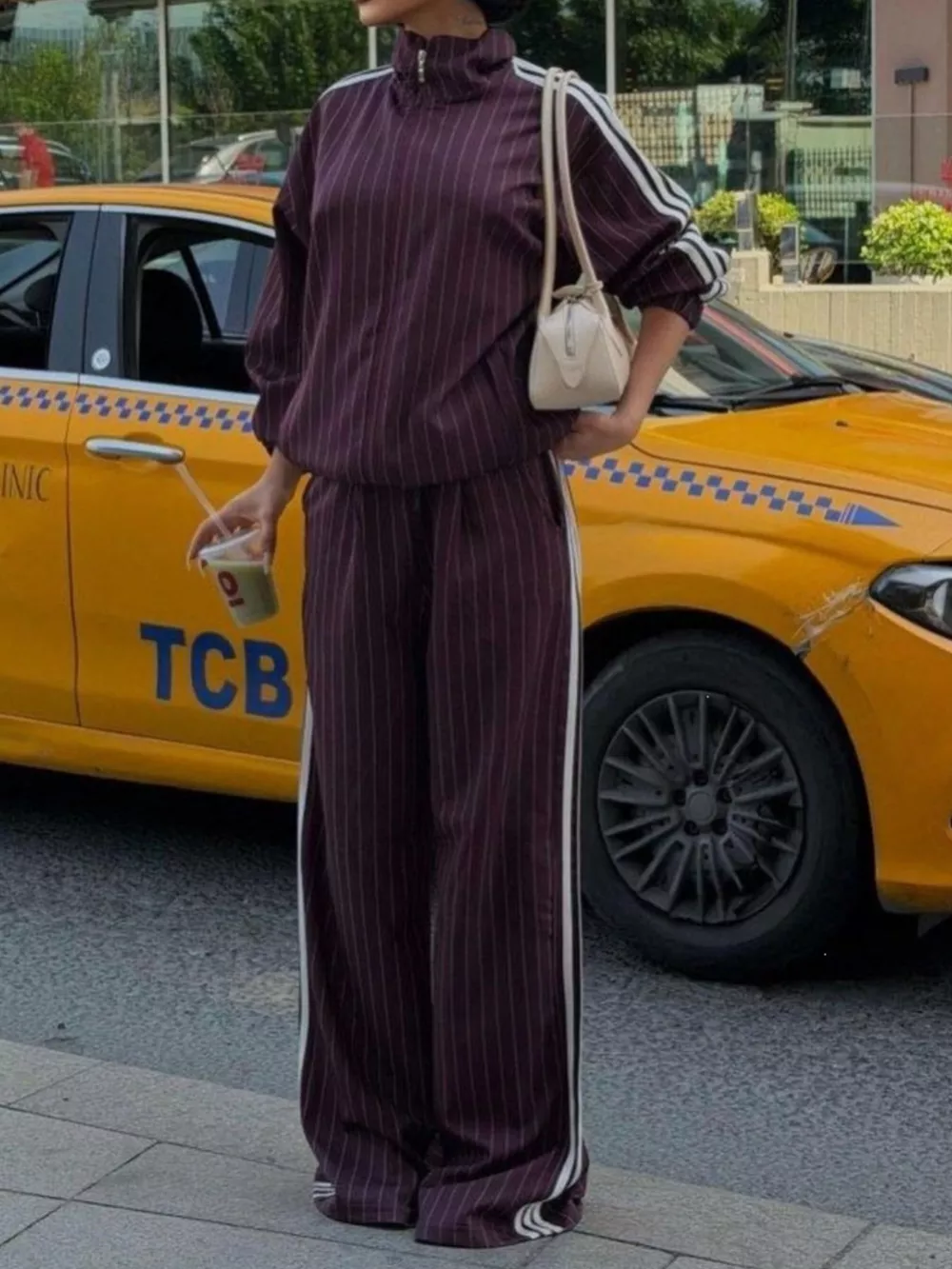 Side Stripe Zip Up Jacket and Pants Set, image 6