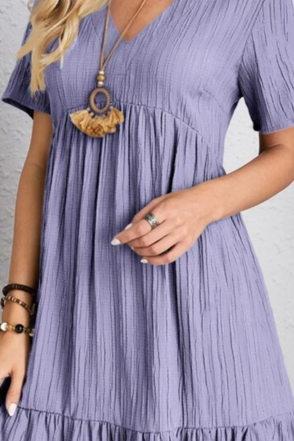 Full Size V-Neck Short Sleeve Dress, image 18