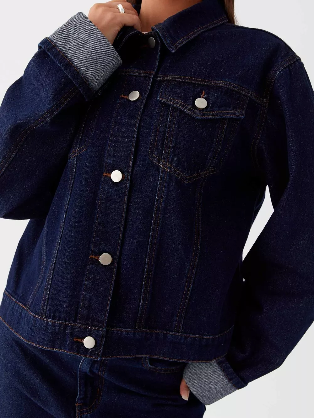 Button Down Cropped Oversized Denim Jacket, image 20