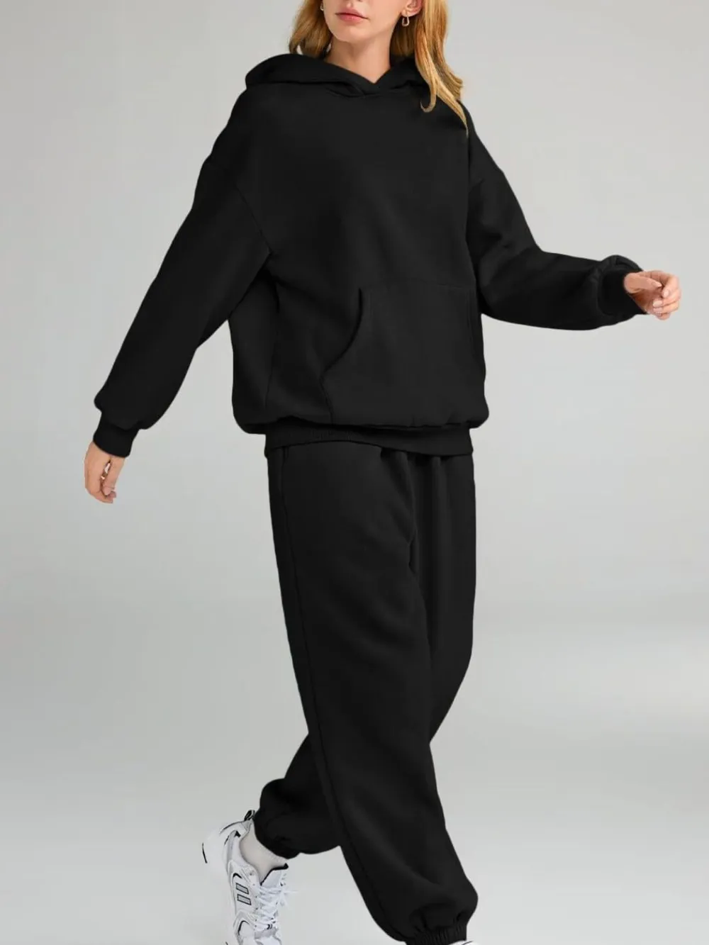 Full Size Kangaroo Pocket Hoodie and Joggers Set Plus Size, image 7