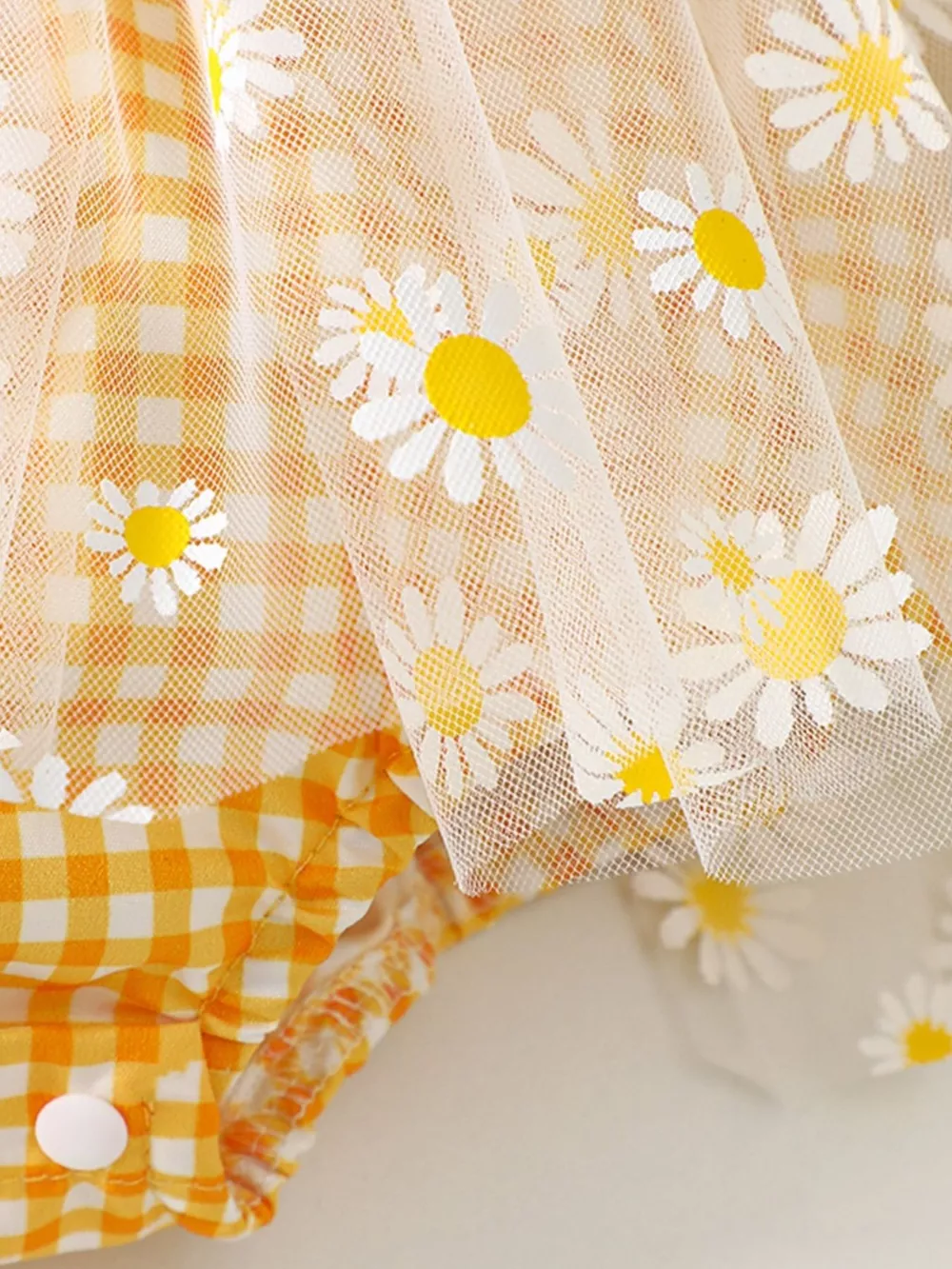 Children's Daisy Gingham Ruffle One-Piece with Headband, image 5