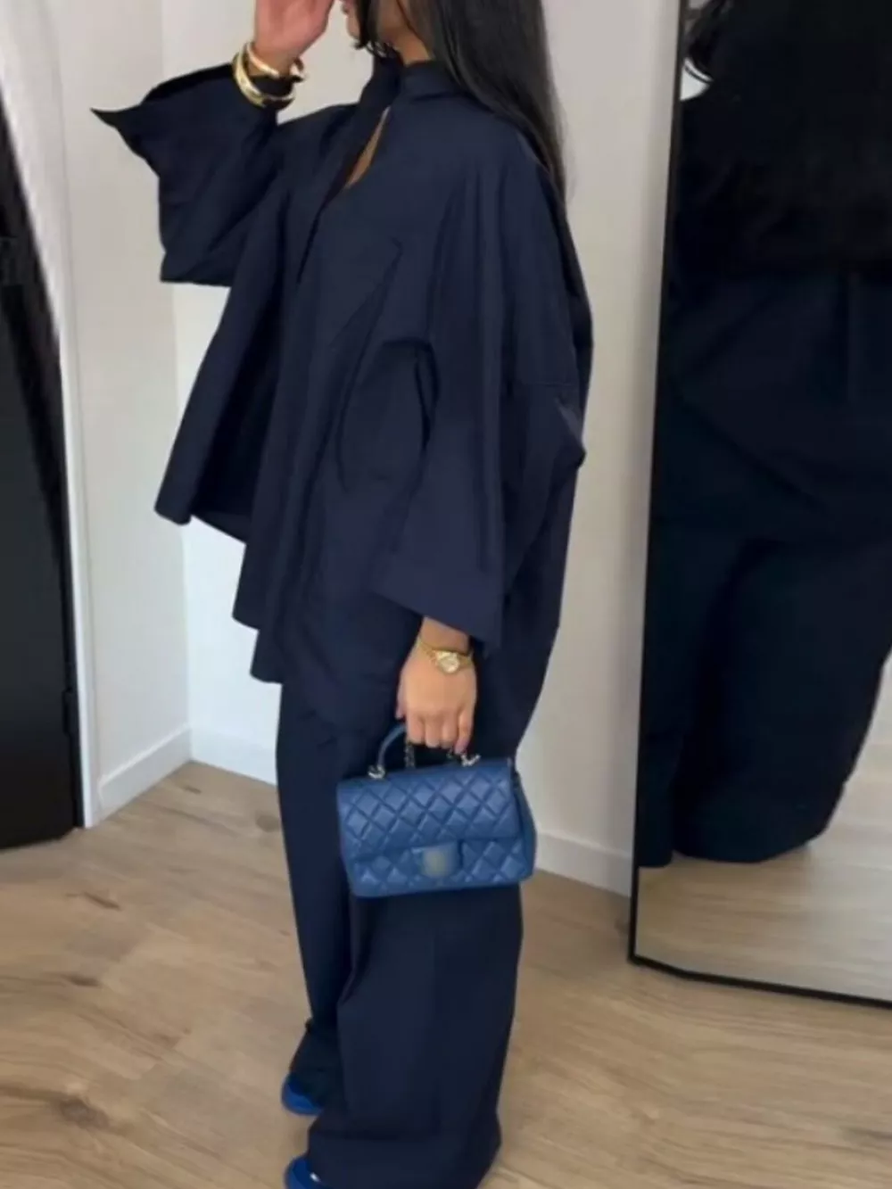 Button-Down Shirt and Wide-Leg Pants Two-Piece Set, image 2