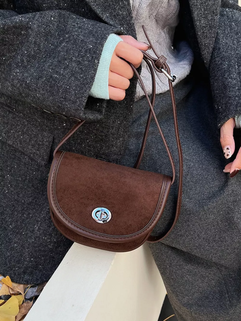 Suede Flap Crossbody Bag, image 9