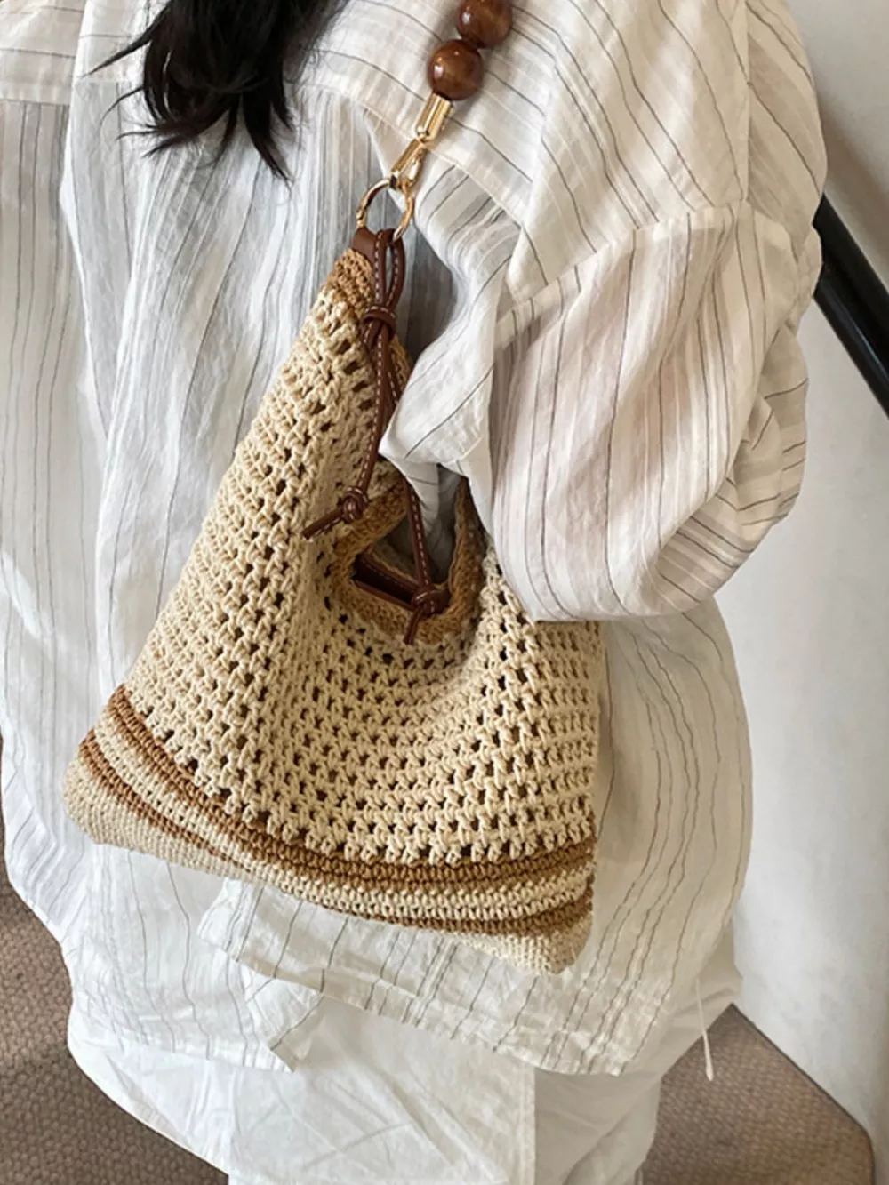 Crochet Knit Shoulder Bag, image 3