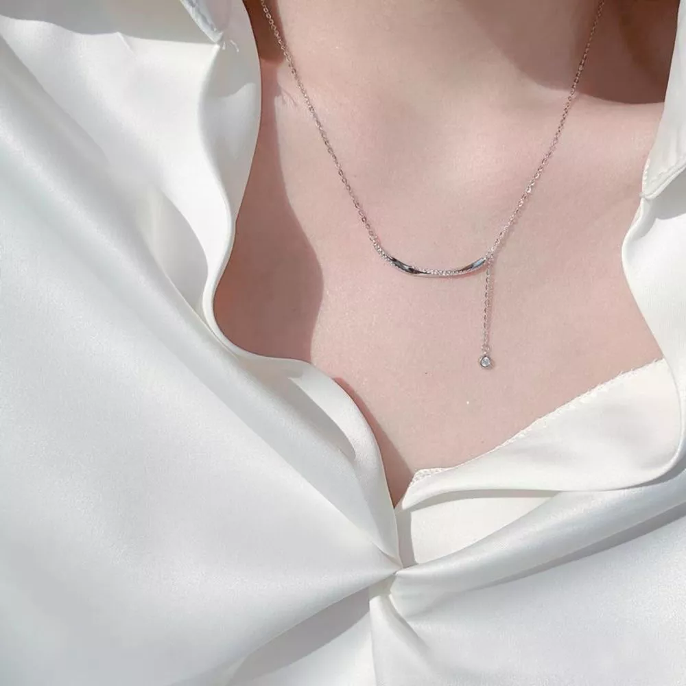 925 Sterling Silver Bar Chain Adjustable Necklace