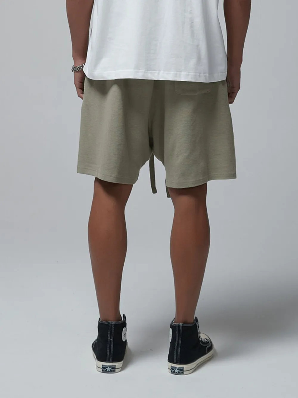 Men's Drawstring Waffle Shorts with Pockets, image 4