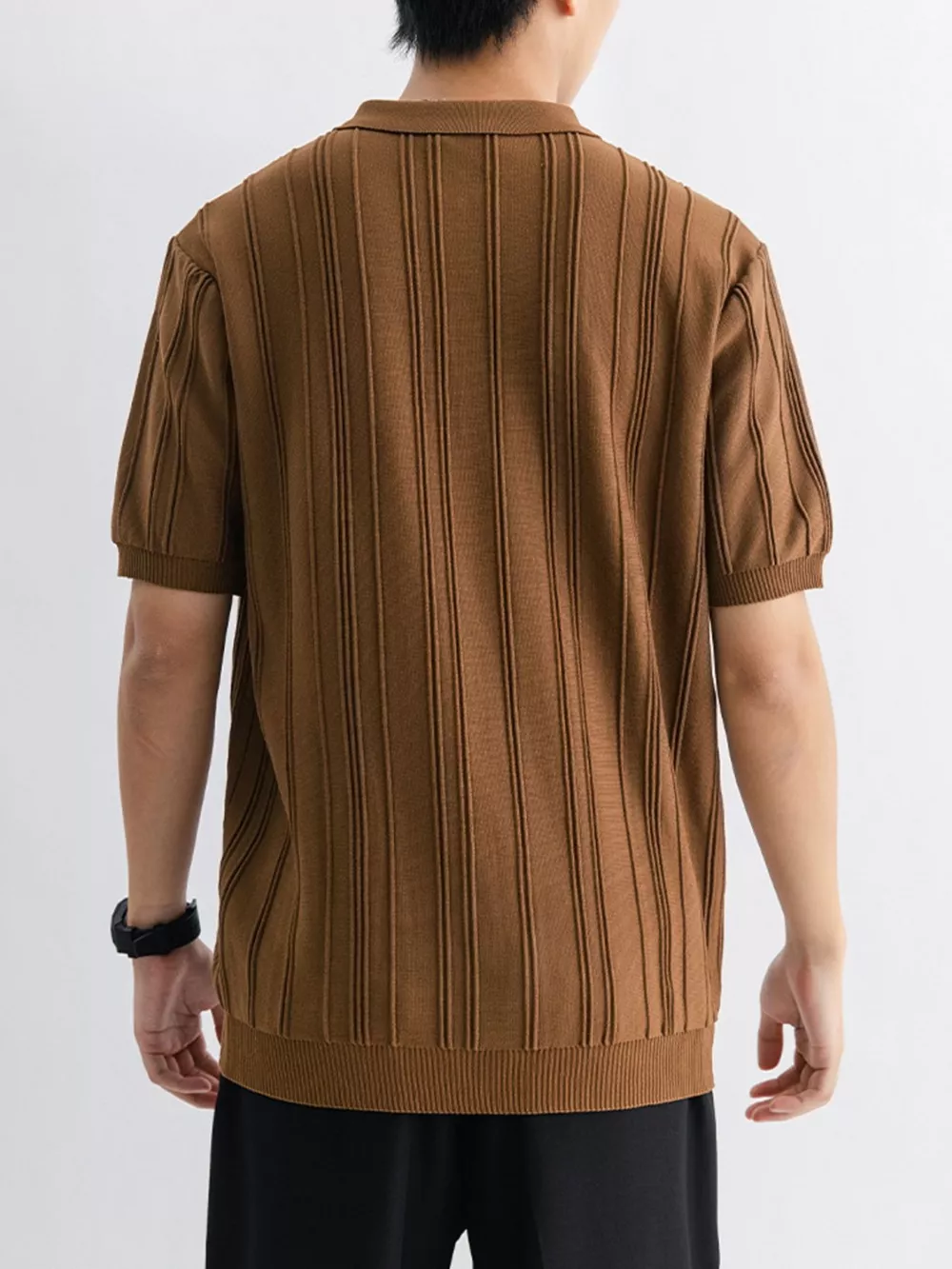 Men's Plus Size Texture Knit Short Sleeve Polo, image 6