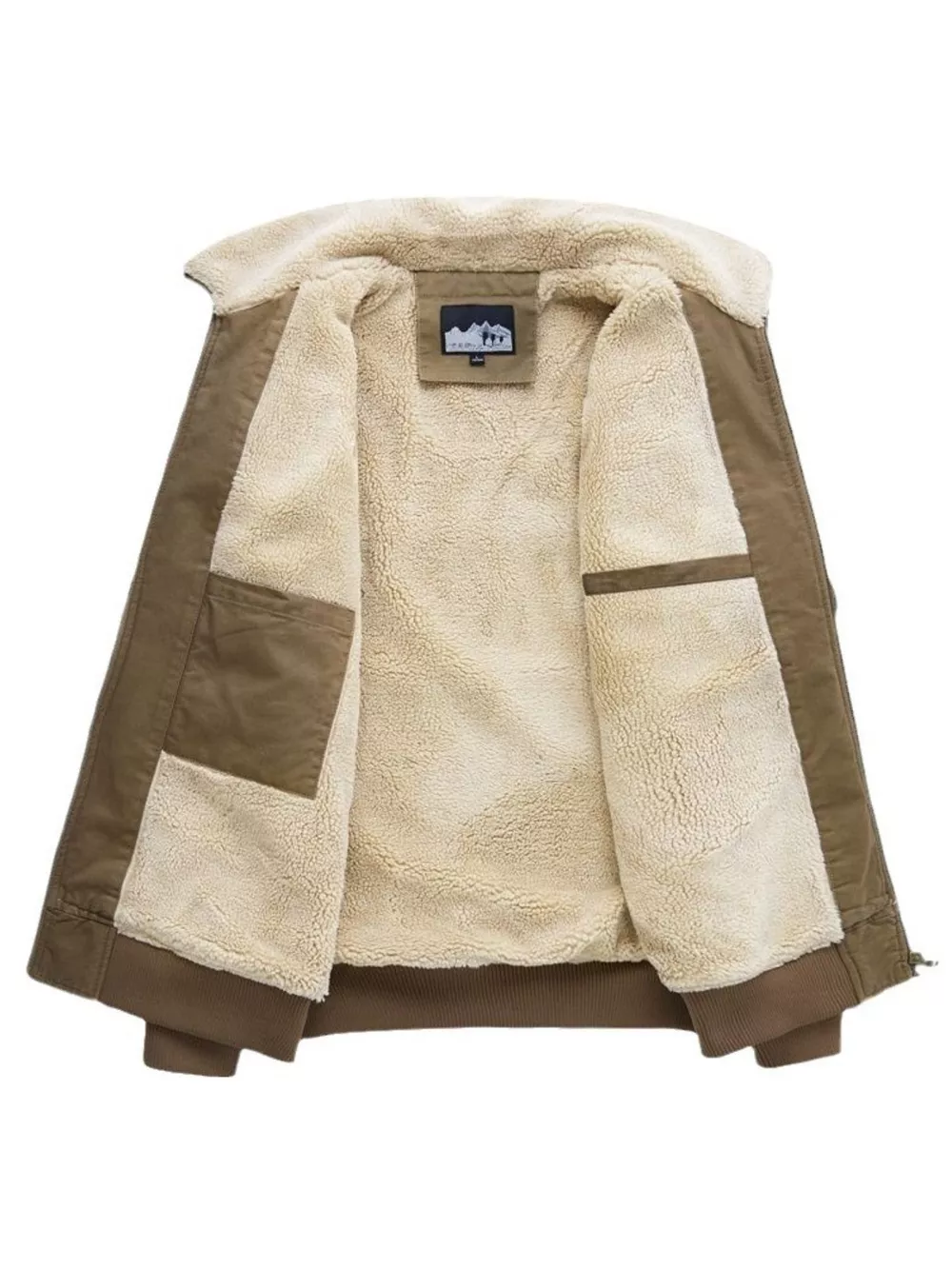 Men's Plus Size Warm Sherpa Lined Zip Up Jacket, image 4