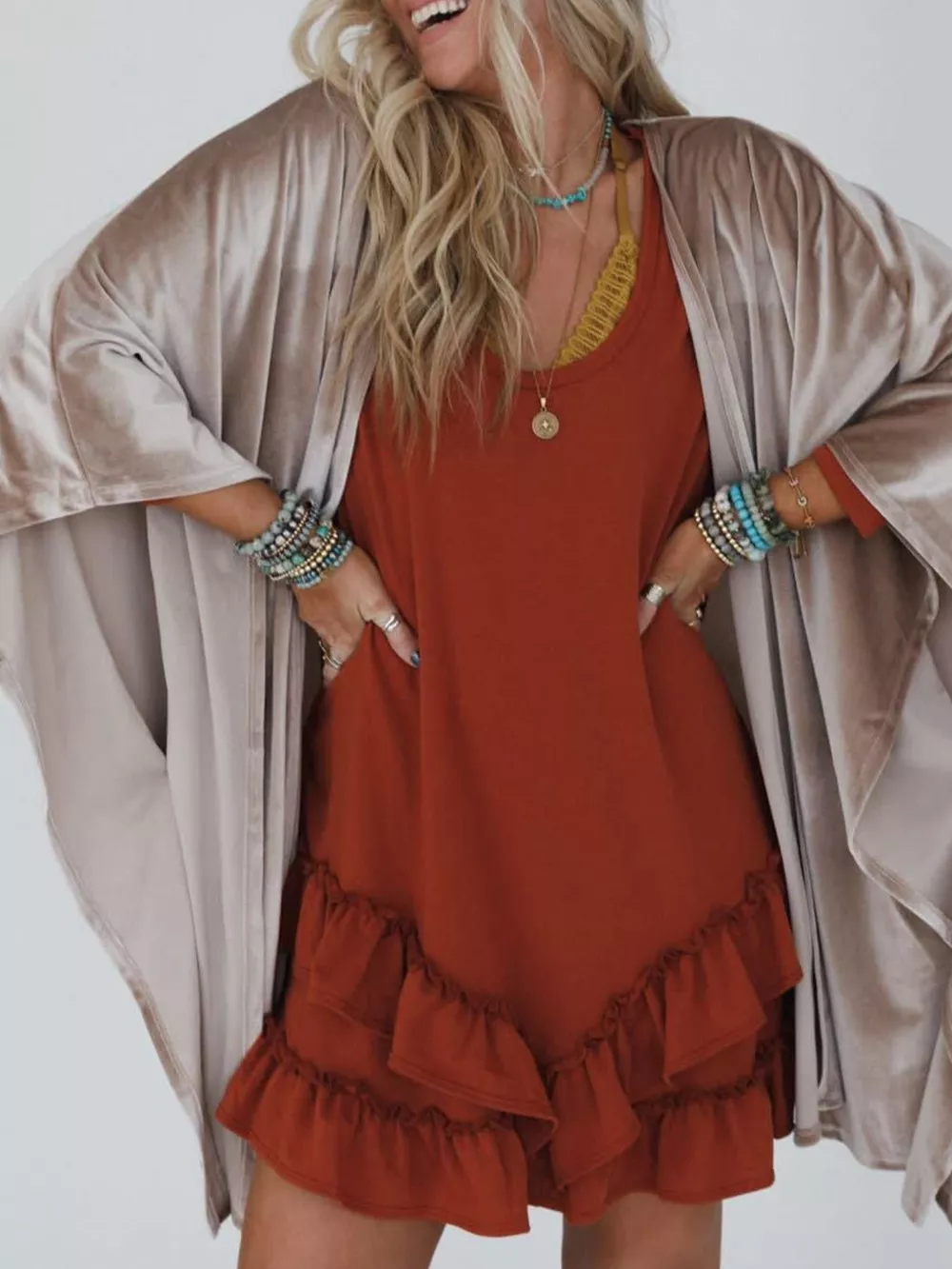 Open Front Draped Sleeve Cardigan, image 3